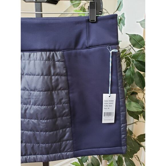 Renwick Puffer Skirt Womens Medium Navy Blue Stretch Winter Side Zipper - Picture 9 of 11